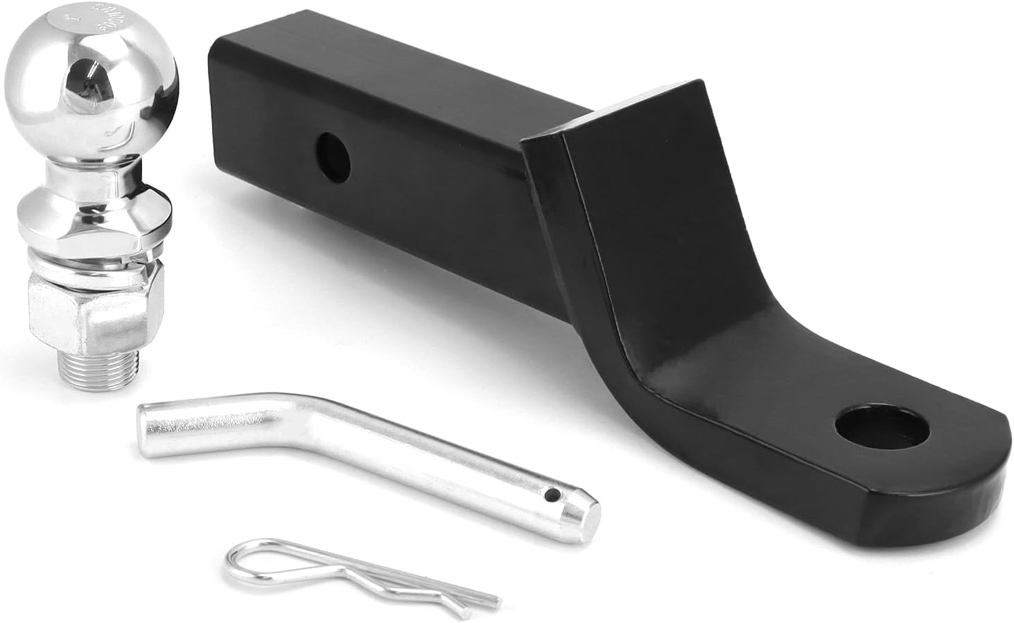 QWORK&reg; Towing Hitch for US Vehicles Lowered 50 Mm - 2800 Kg Load Capacity - 50 Mm Ball Mount - 16 Mm Pin and Clip image number 1