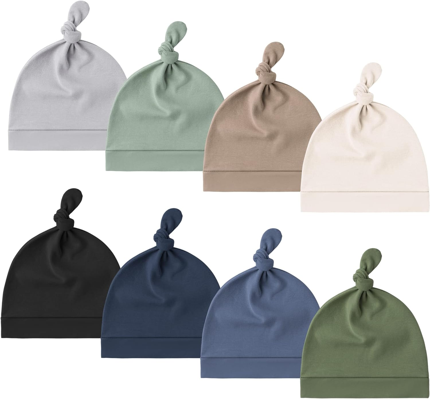 Konssy 8 Pack Baby Newborn Hats Set Knot Beanie Hats Soft for Infant Baby Girls Boys Caps 0-6 Months