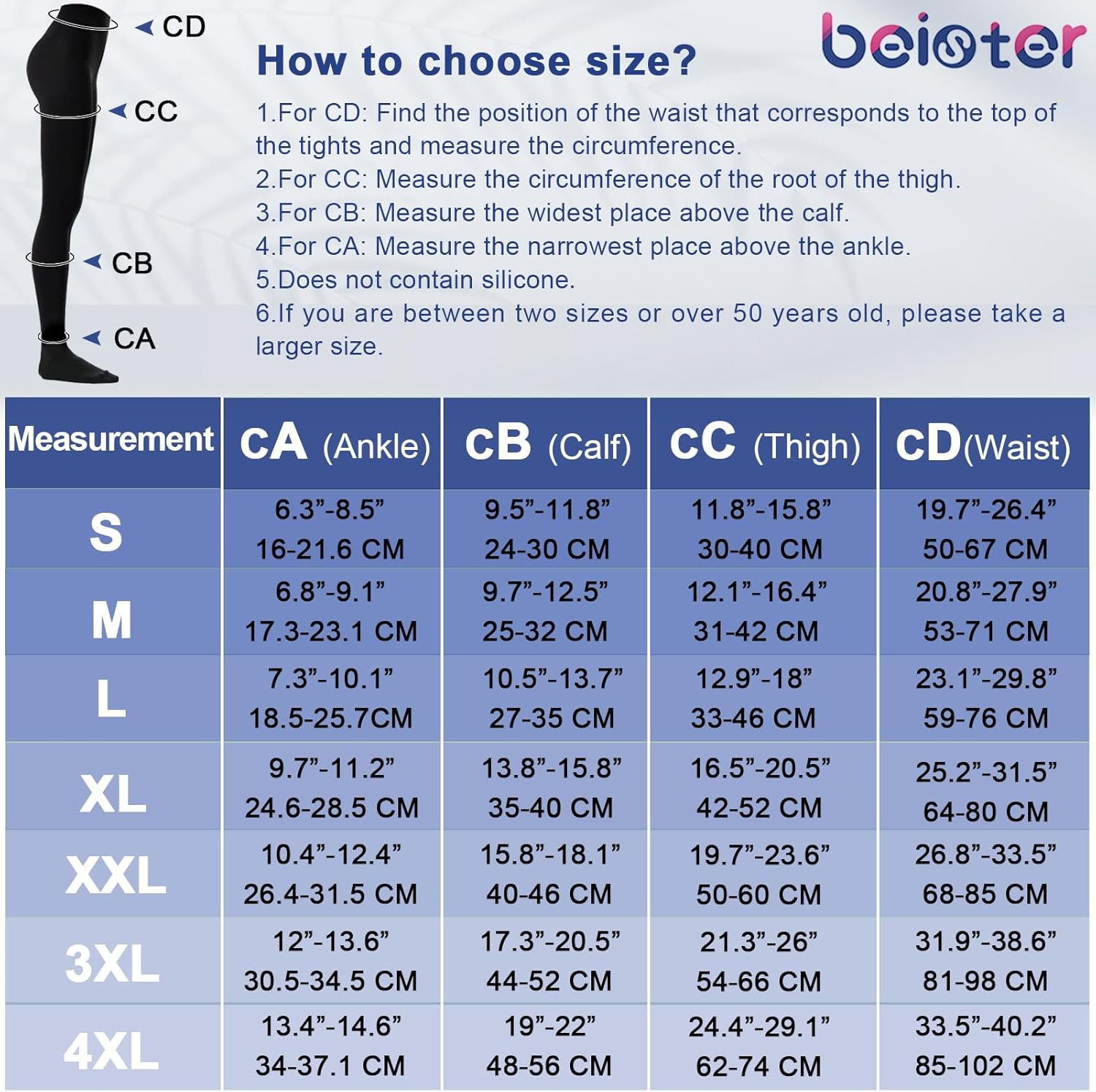 Beister Medical Compression Pantyhose for Women & Men, Opaque Closed Toe 20-30Mmhg Graduated Support Tight, Waist High Compression Circulation Leggings for Varicose Veins, Edema, Flight, DVT image number 2