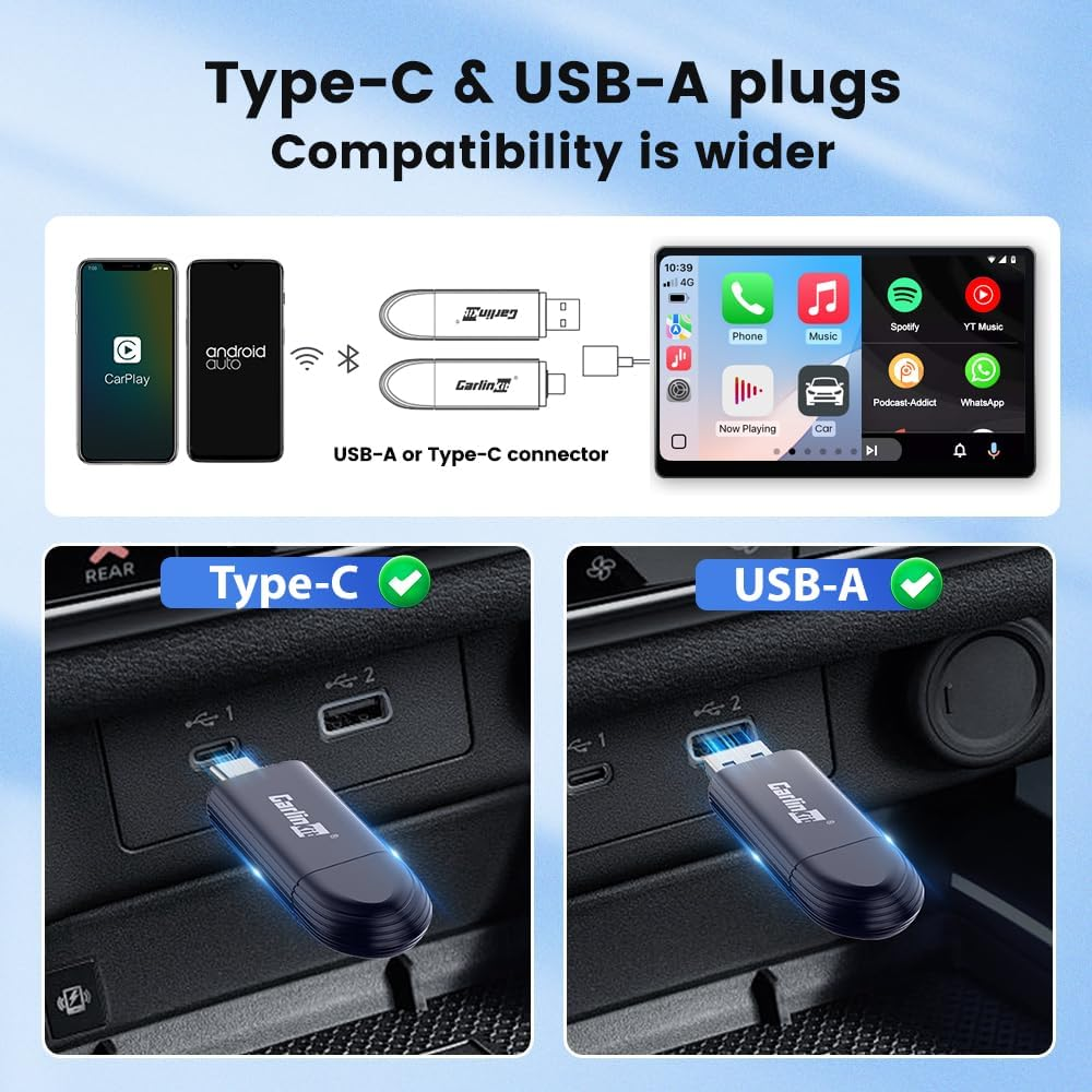 Carlinkit Mini5 Pro Wireless Carplay Adapter Upgraded 2 in 1 Android Auto Wireless Dongle, 5.8Ghz Wifi/Ota Upgrade/Fast Connect, for OEM Wired Carplay and Android Auto Cars ﻿ image number 6
