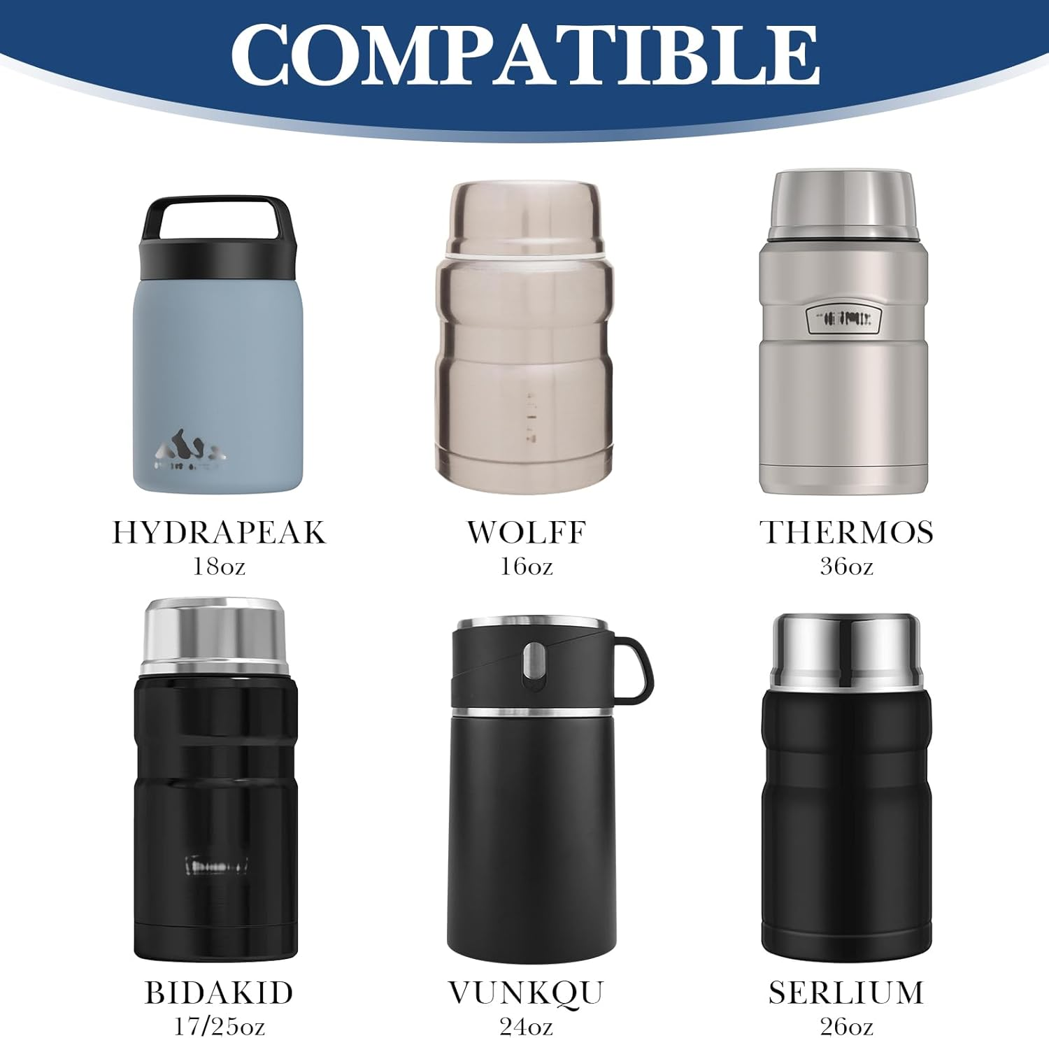 Linkidea 2 Pcs Silicone Food Jar Bottom Boot, Anti-Slip Bottle Bottom Sleeve Cover, Lightweight Bottle Bottom Boot Compatible with Thermos 24Oz, HYDRAPEAK, BIDAKID, Wolff (White) image number 2