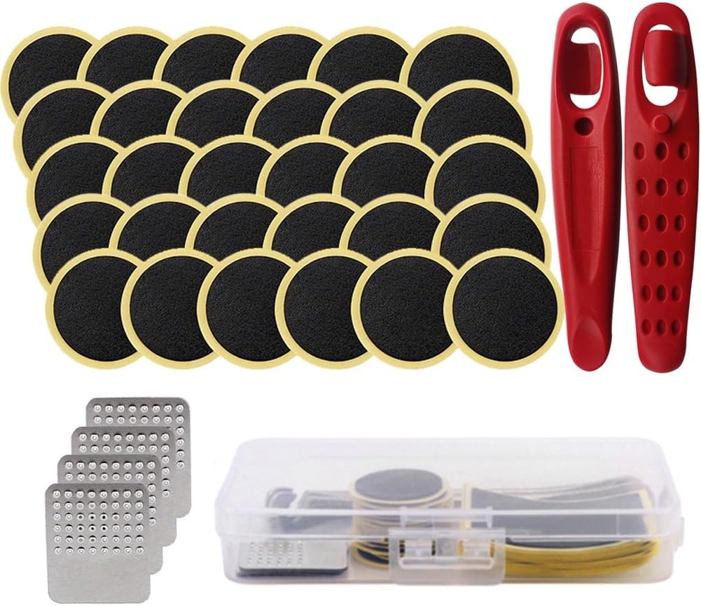 Reelau Bicycle Tire Repair Kit, 30 Pieces Bike Inner Tube Patch Kits Included with Glueless Bike Tube Patches,Metal Rasp, Metal Tire Levers, Portable Storage Box (30 Pieces) image number 6