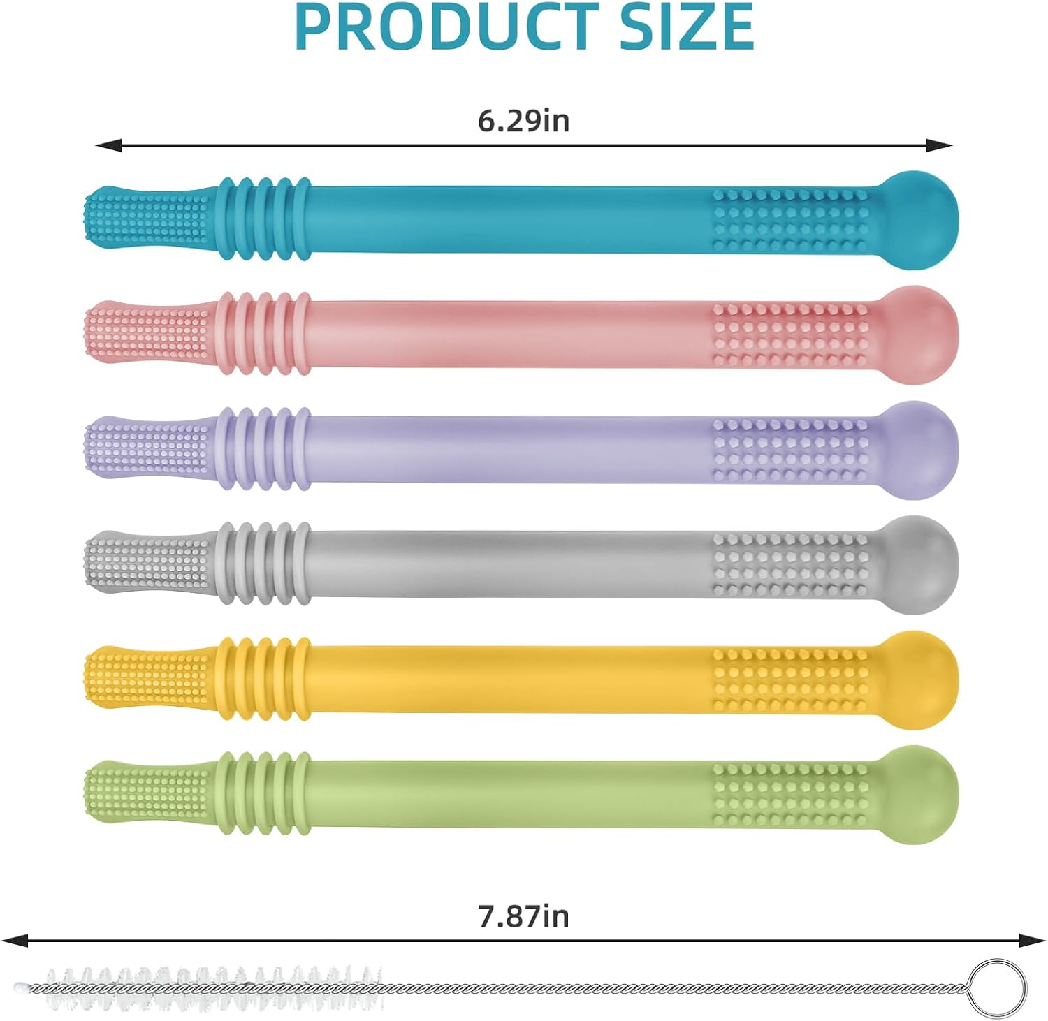 Teething Sticks for Babies 3 Months - Colorful Baby Teether Food Grade Silicone BPA Free Freezable Teethe/Food Safe/Easy to Clean image number 6