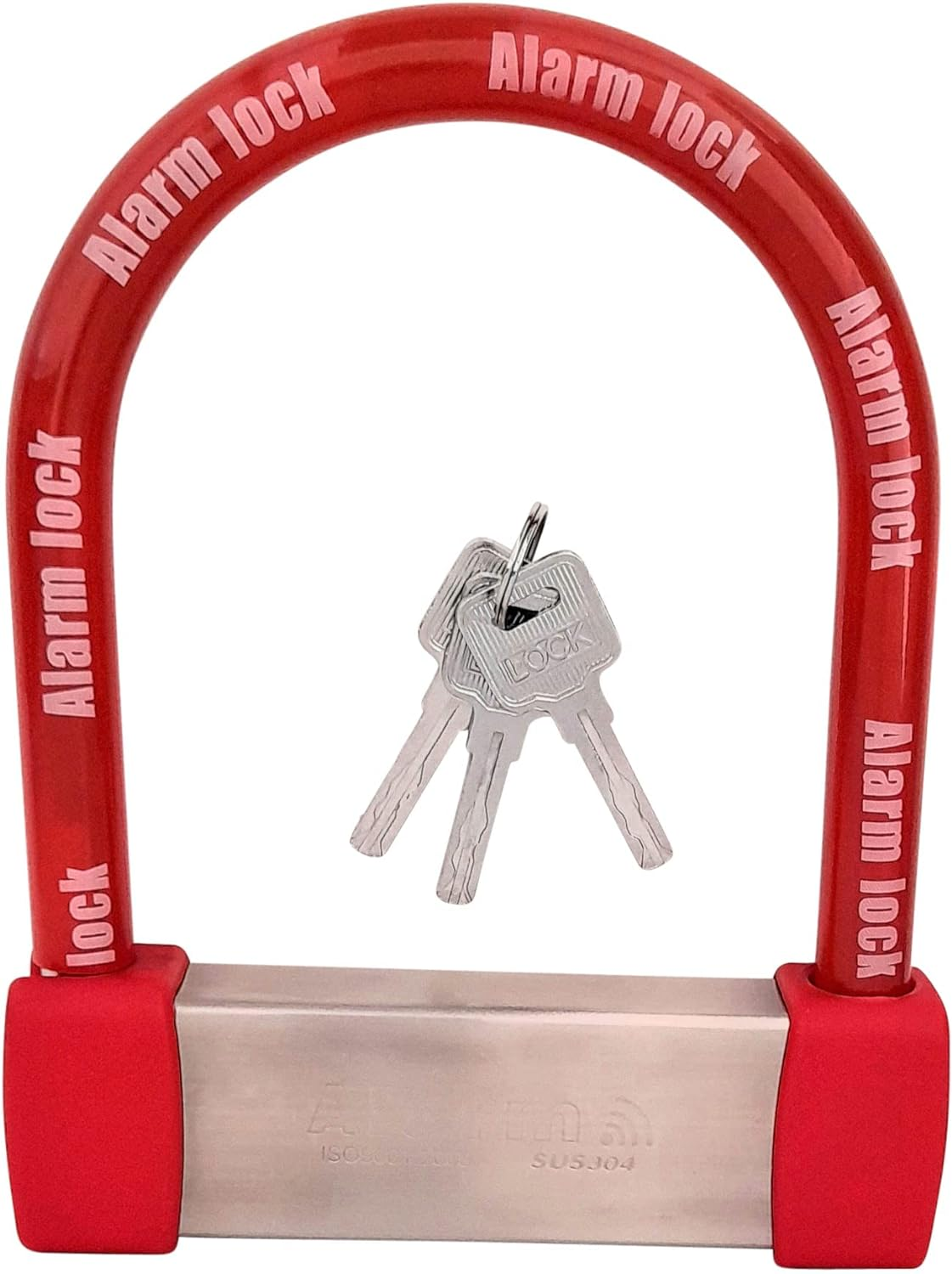 Enzzone Bike Lock Heavy Duty anti Theft Alarm Bike U Lock 120Db, 16Mm Stainless Steel, 3 Keys, Spare Batteries, with Combination Chain Lock - 3'.2" in Length - Manganese Steel - Digit Resettable image number 2