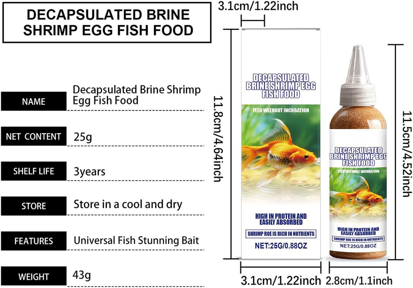 Fish Food | Decapsulated Brine Shrimp Eggs Angling Accessories - Fishing Bait Additive - for Breeders Hobbyists Anglers Aquariums Ponds Lakes Stream River Reservoir image number 3
