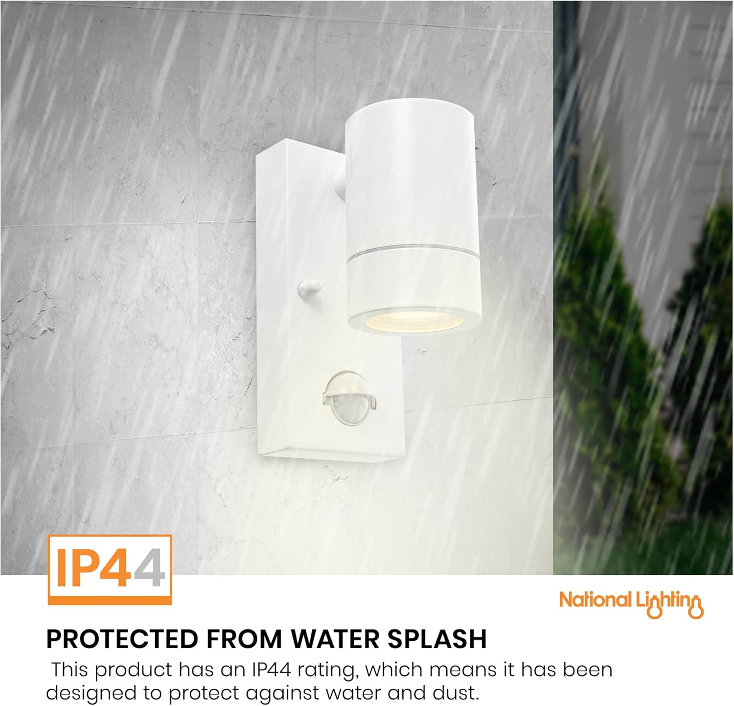 Palin Gloss White Steel External Outdoor Security PIR Motion Detector GU10 Wall Spot down Light IP44 Rated - Gloss White image number 3