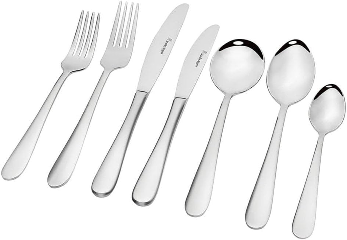 Stanley Rogers Hampton 70 Piece Cutlery Set Stainless Steel Satin Finish Formal Place Setting for Ten with Gift Box