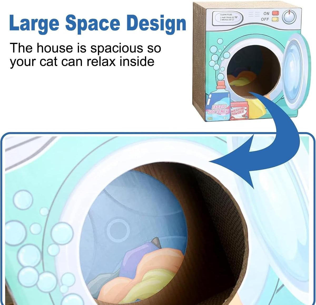 AIMALL 17.32 Inch Two-Layer Cat House with Scratch Board, Durable Corrugated Paper, Vertical Cat Litter Box, Anti-Scratch Sofa Protector, Spacious Design image number 3