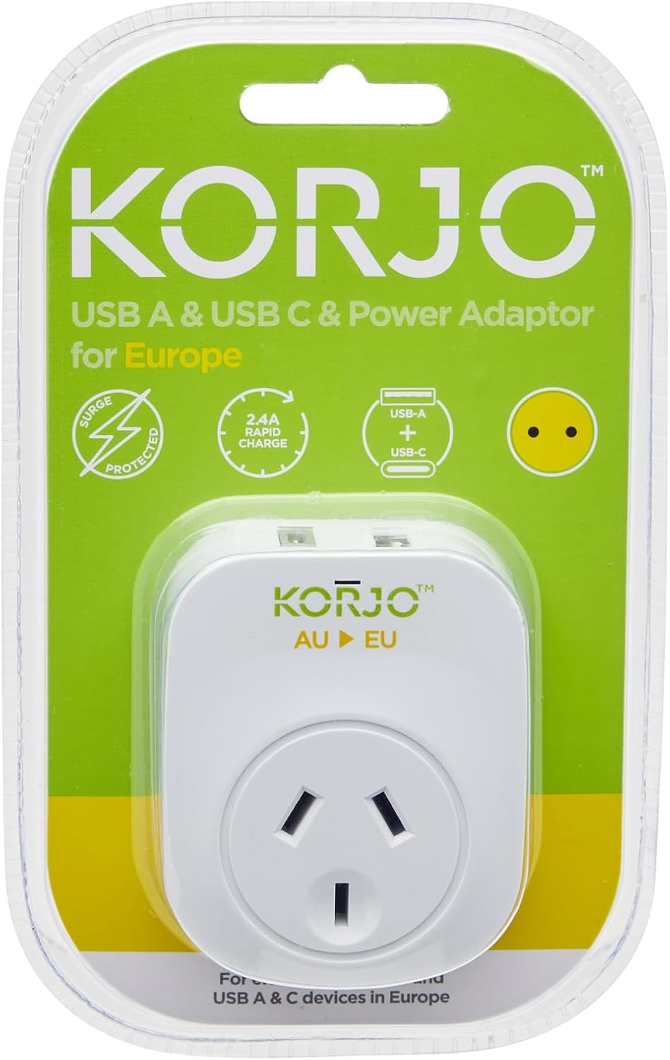 Korjo USB A&C & Power Adaptor - EU, White