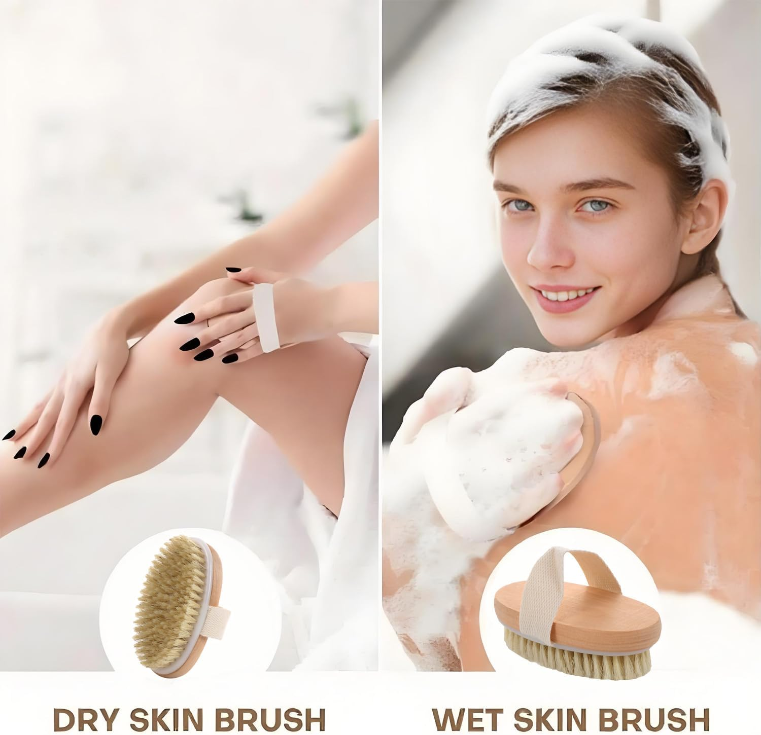 ROLUHOEL 2 Pack Dry Brushing Body Brush,Exfoliating Magic,Blood Circulation Boosting Brush,Helps Reduce Cellulite and Acne,Deep Cleansing Skin Care image number 6