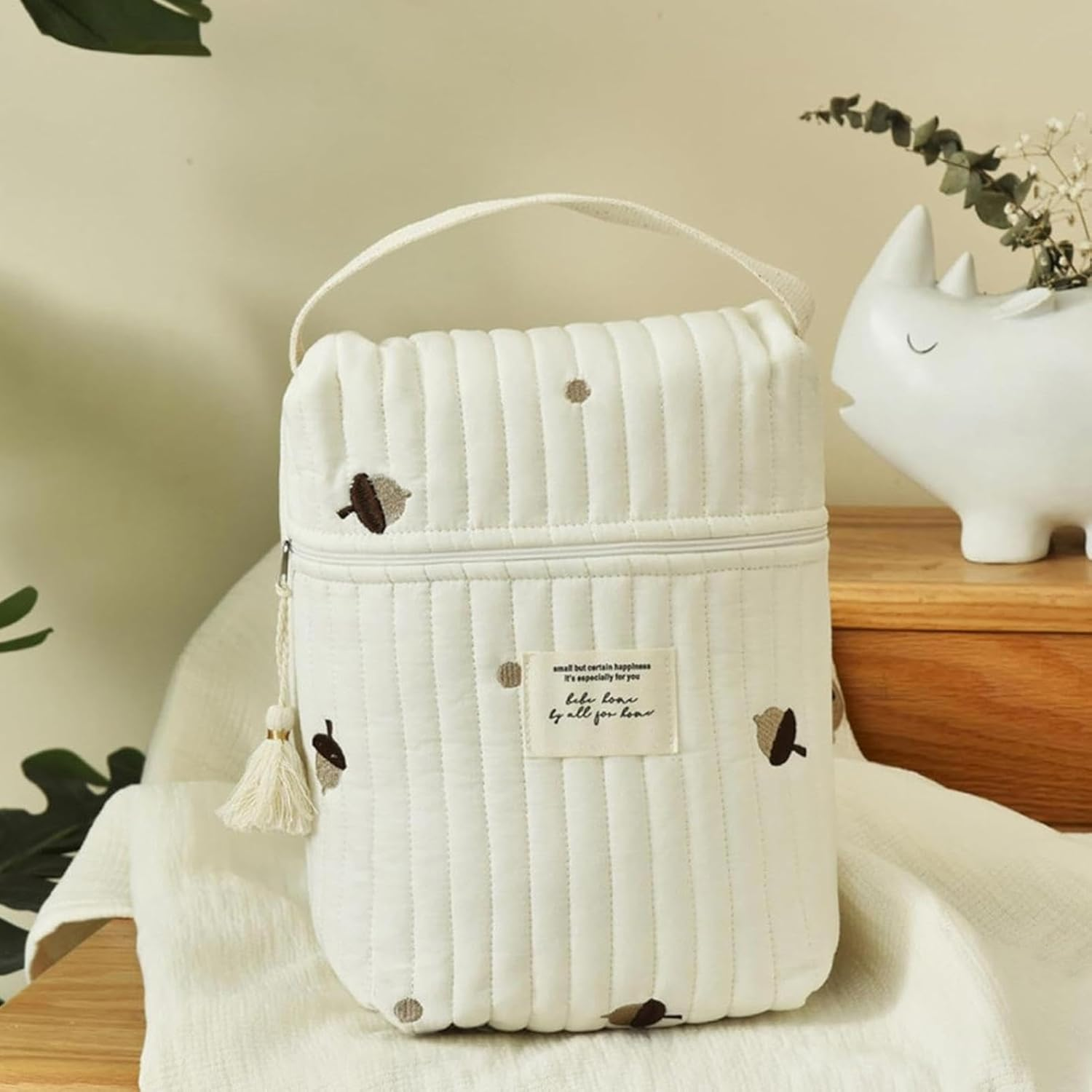 Nappy Storage Bag, Nappy Organiser Bag - Quilted Changing Bag with Zip, Portable Bag with Handle, Soft Storage Bag for Toy Towels - Star image number 4