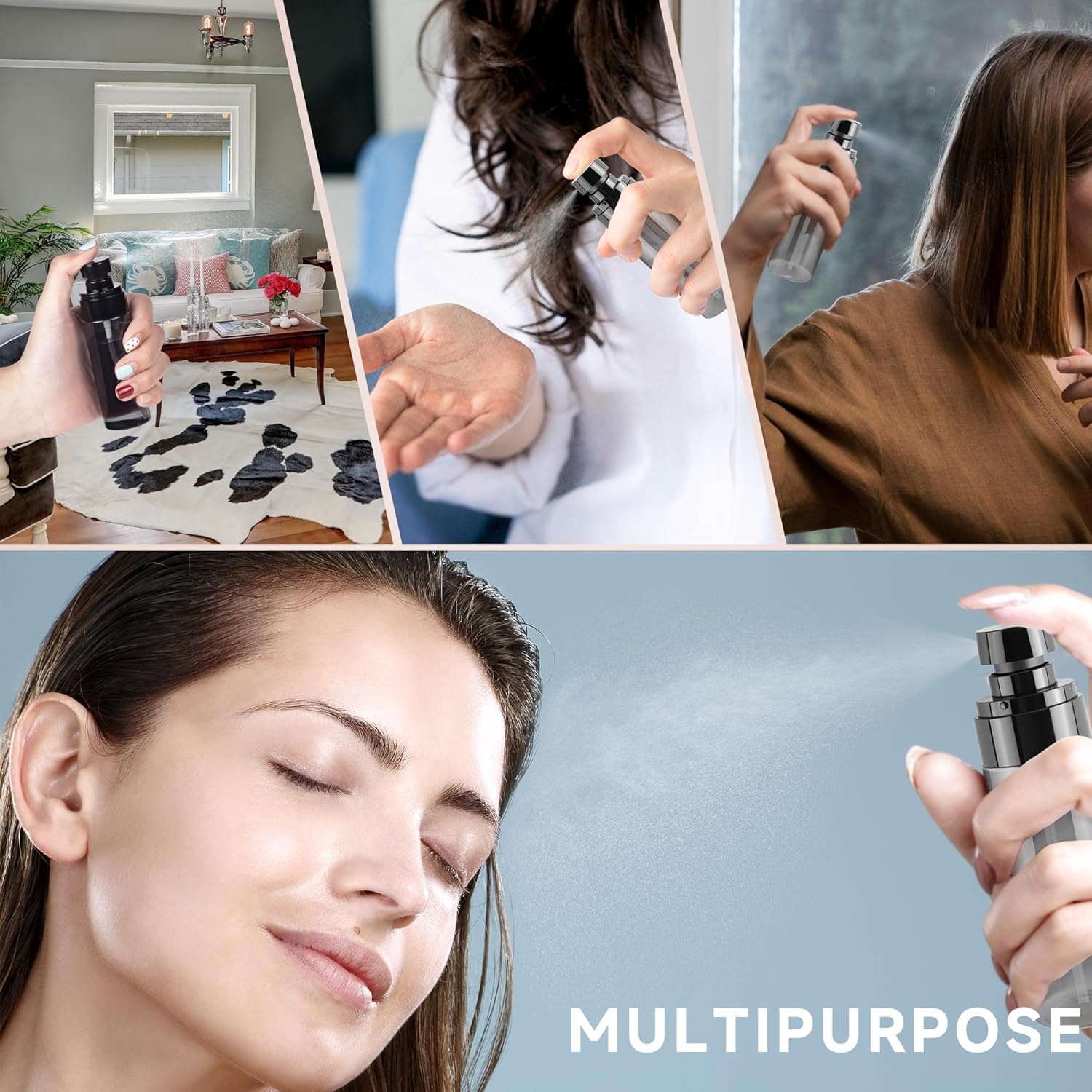 3Pack Small Spray Bottles, 1Oz Black Plastic Fine Mist Mini Mister Bottles for Hair, Cleaning, Salons, Planting, Skin Care image number 5