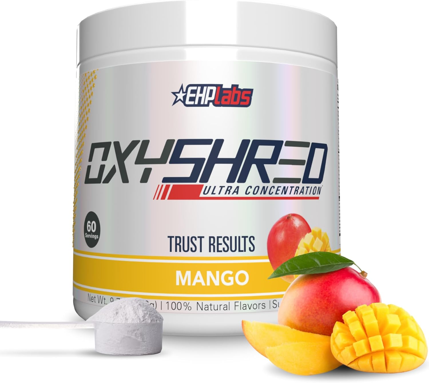 EHP Labs Oxyshred Ultra Concentration Shredding Supplement - Pre Workout, Promotes Shredding, Natural Energy Boost. Mango, 60 Servings image number 3