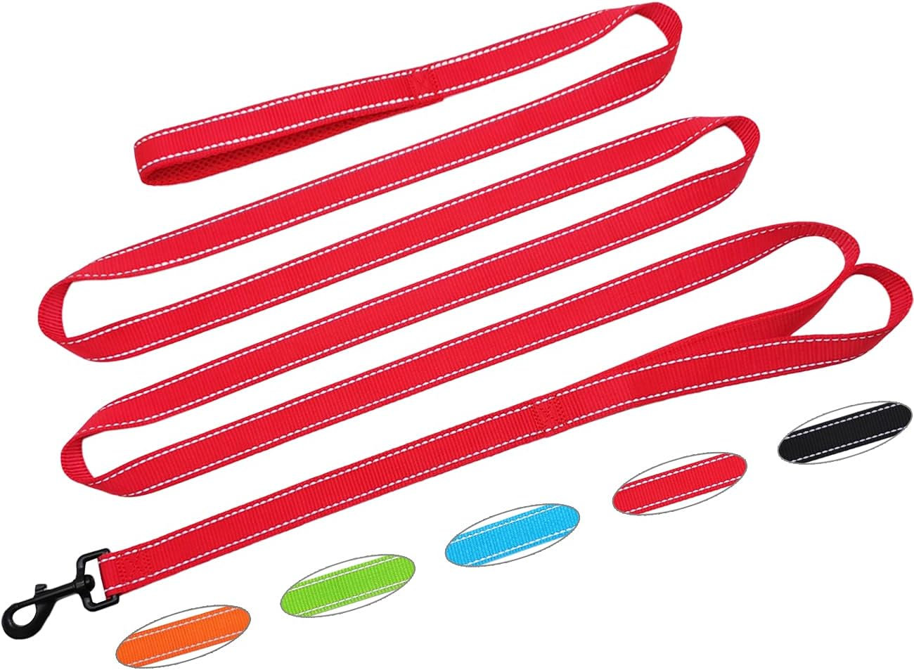 SEPXUFORE 10 FT Traffic Leash with 2 Handle Dog Leash Reflective, Easy Control Training Walking Nylon Two-Double Handle Dog Leash for Large Medium Dogs and Pullers image number 3