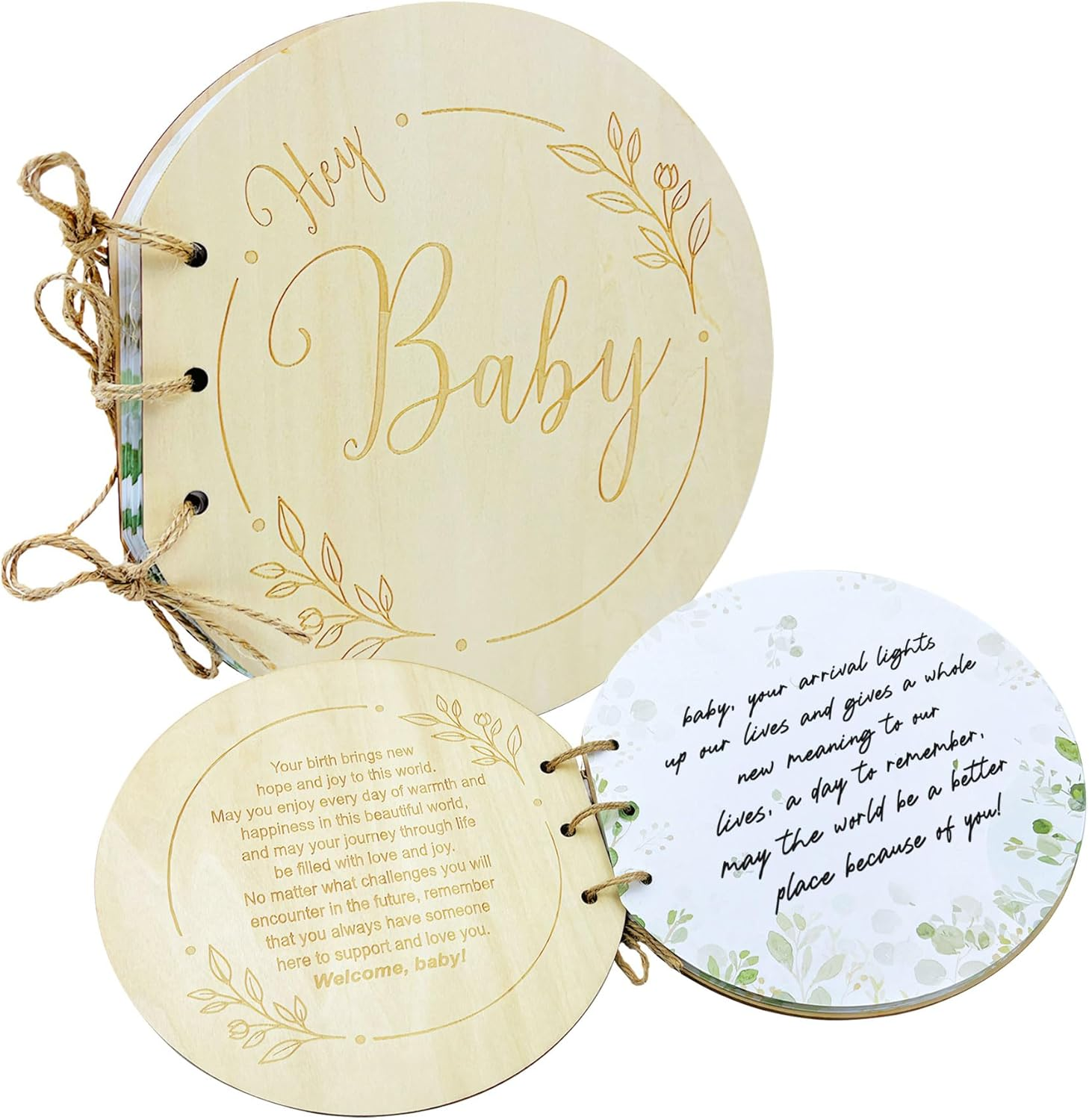 80 Pages Baby Shower Guest Book, Wooden Baby Shower Book Registry for Guest Check-In, Blessings for the Baby and Advice for New Parents and Moms-To-Be image number 1