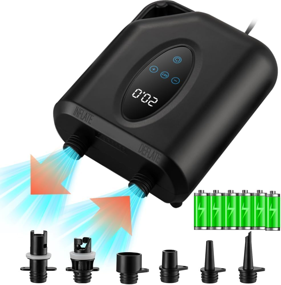 B-Qtech 12000Mah Electric Paddle Board Pump SUP Pump Rechargeable, 20PSI High Pressure with Dual Stage Inflator/Deflator, 12V DC Car Connector for Kayak, Wing, Tent, Boat image number 3