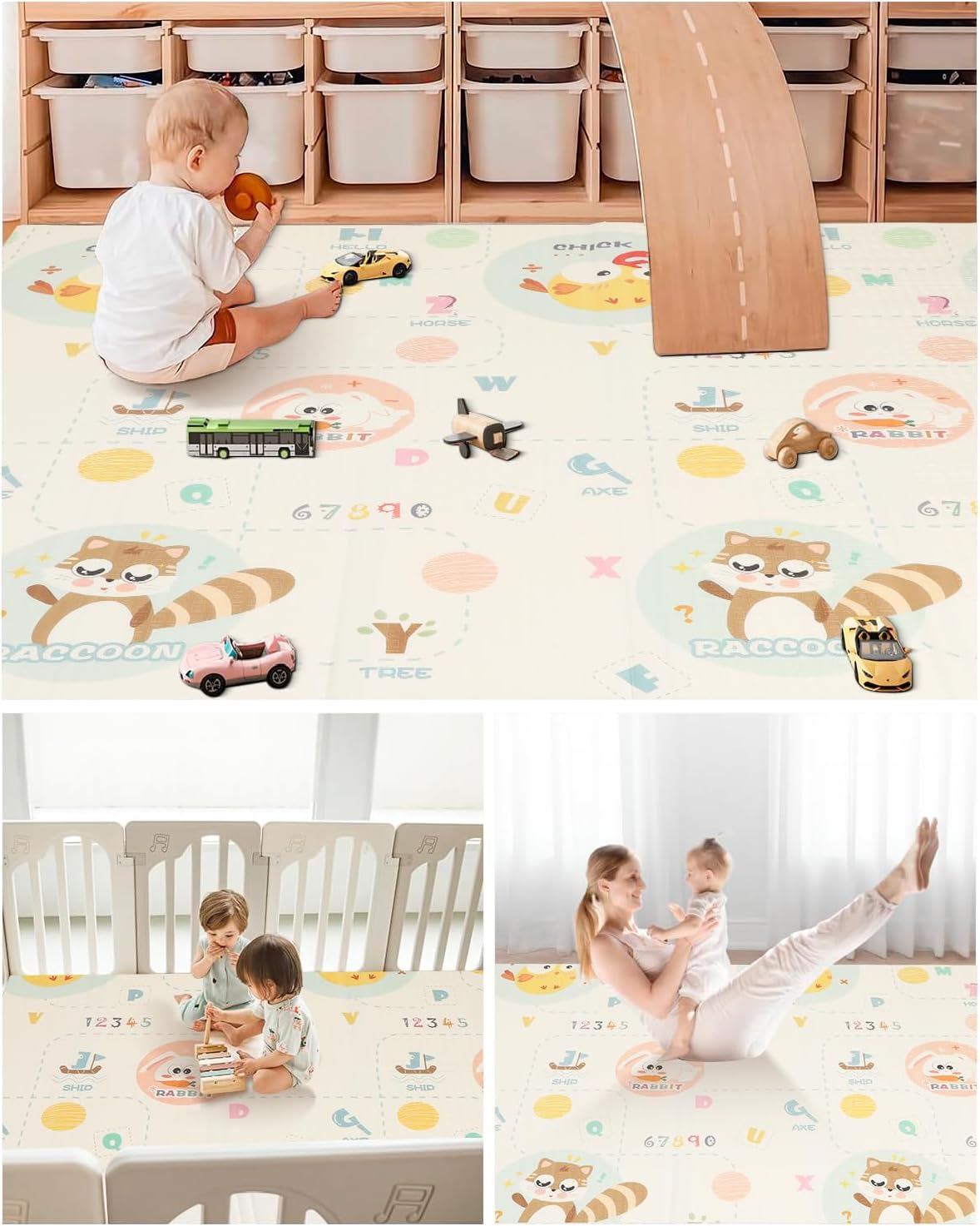 Reversible Baby Floor Mat - 200X180Cm Baby Play Mats, Foldable and Lightweight Waterproof Baby Play Mat for Floor - Easy Storage and Travel image number 6