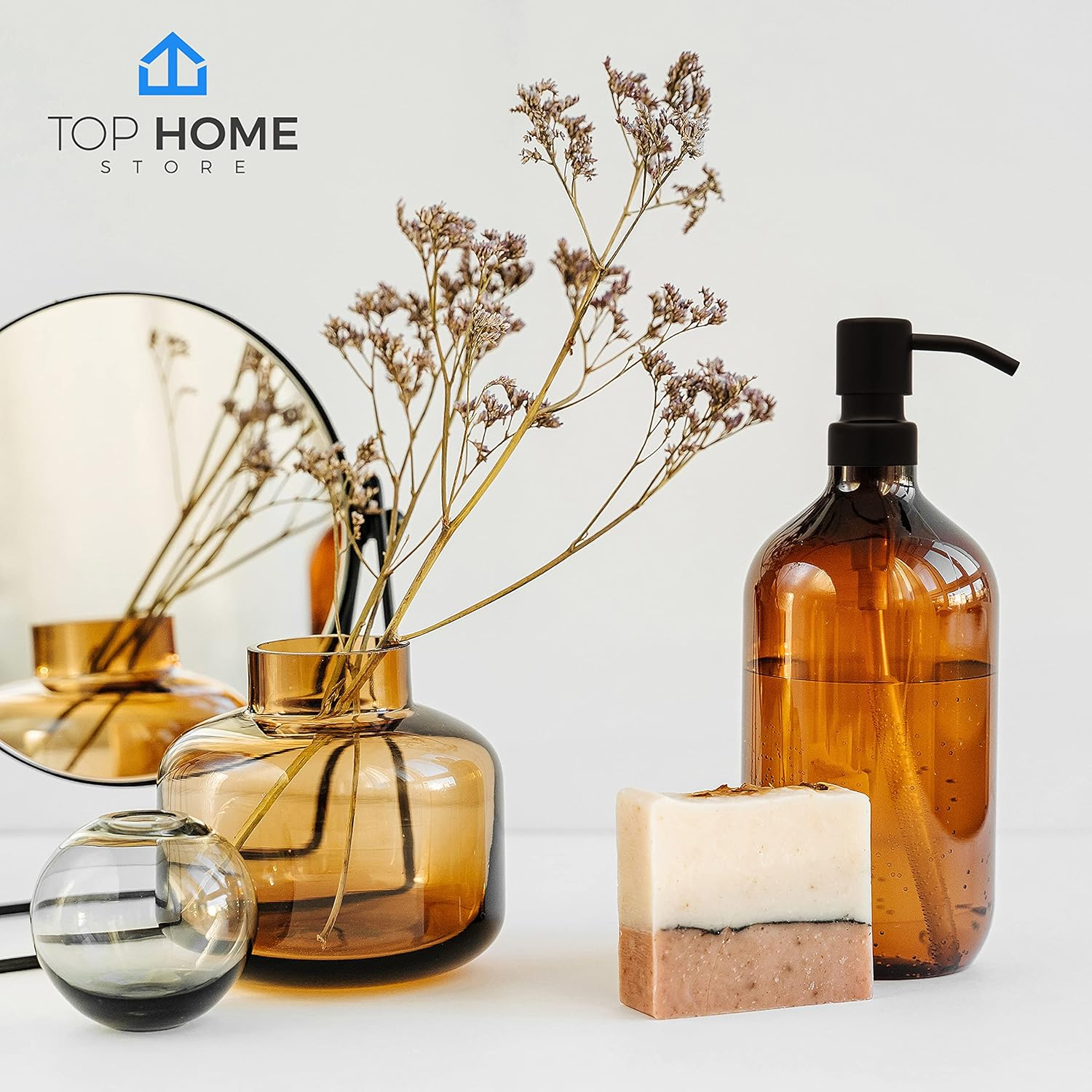 Stainless Steel Soap and Lotion Dispenser Pumps, Replacement for Your Bottles (Black Matte, 2 Pack) image number 2