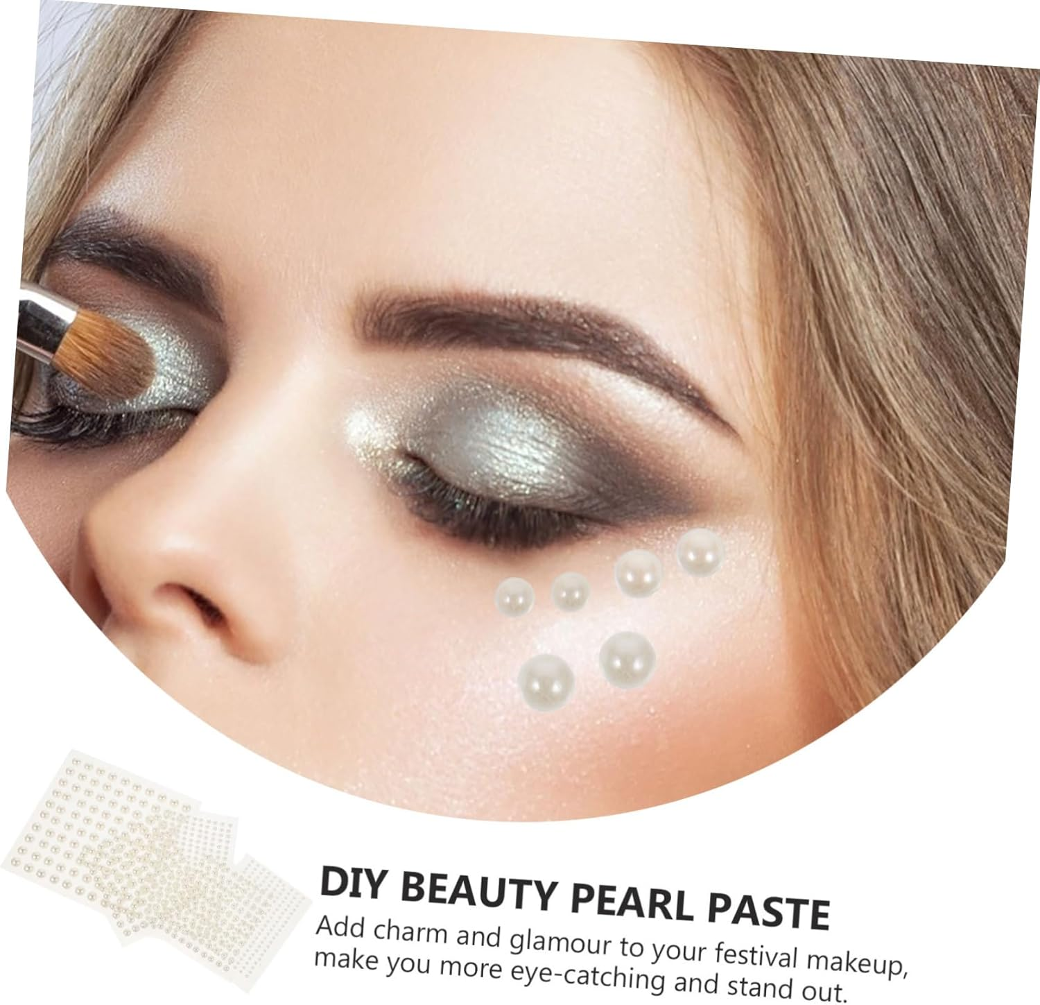 Baluue Adhesive Pearl Stickers 10Pcs 3Mm-8Mm Face Decorative Gems Nail Art Accessories for Women Hair and Makeup Craft image number 6