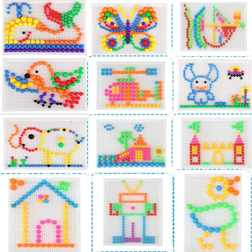 Lemical 380 PCS Creative Jigsaw Puzzle Mushroom Nails Pegboard Mosaic Kit Develop Intelligence Educational DIY Building Block Brick Toy for Kids -Upgraded Version image number 6