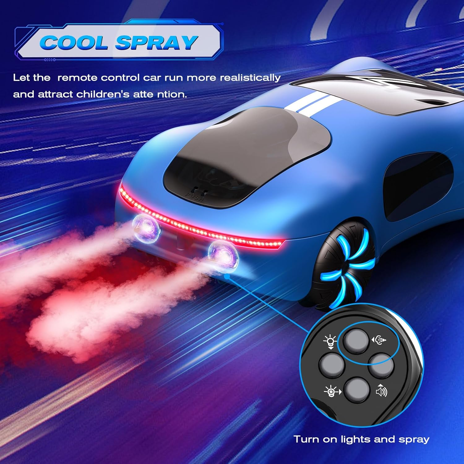 Gesture Sensing Remote Control Car, Drift RC Stunt Car with Light Spray & Sound, 2.4Ghz Hobby RC Cars Toy for Kids, 360&deg; Rotate, Birthday Gifts for Boys Girls 4-12, Blue image number 1