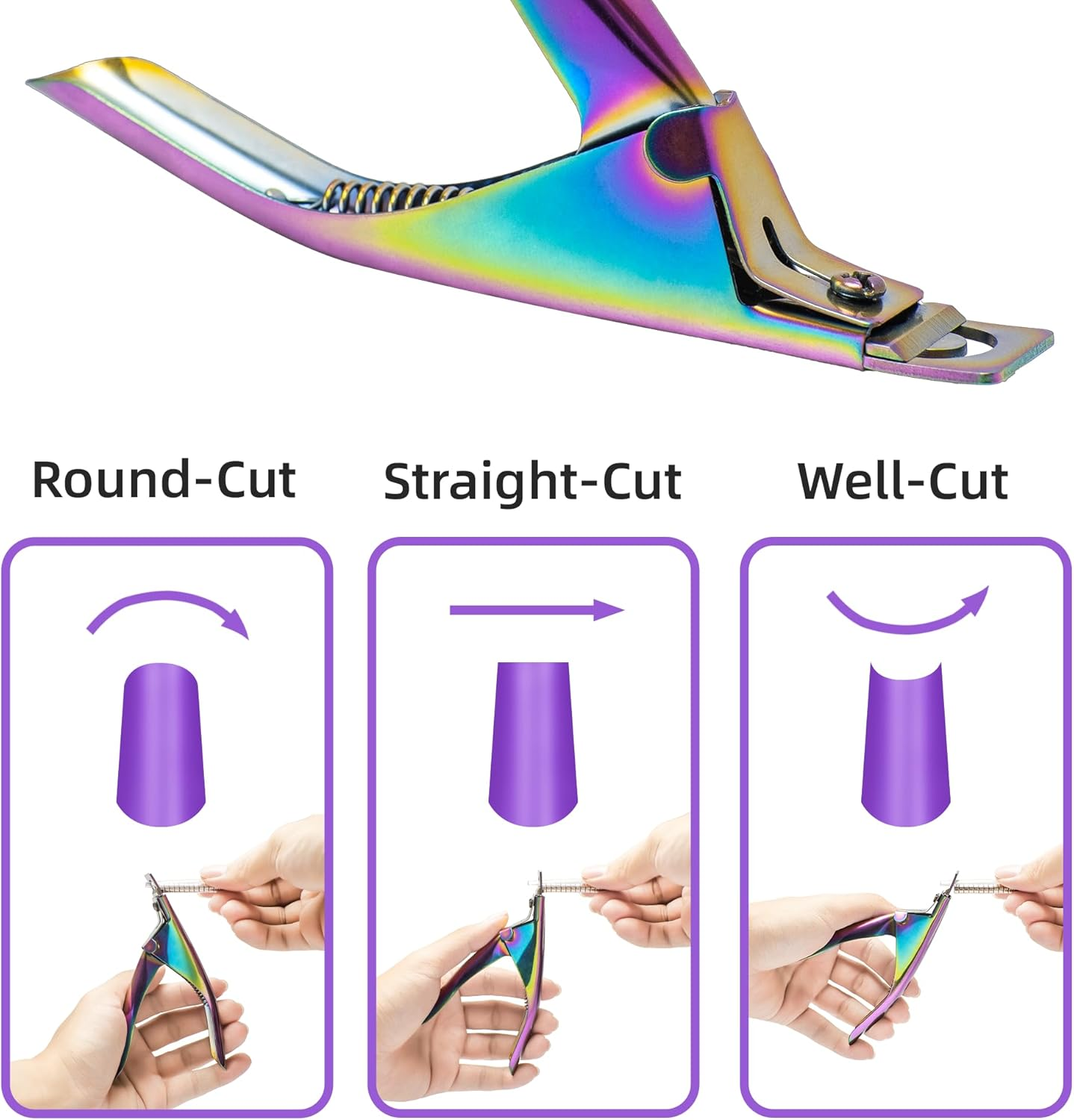 Yaya Acrylic False Nail Clipper with Magnets, Nail Tip Cutter with Length Measurement, 15Pcs Magnets (Rainbow) image number 5