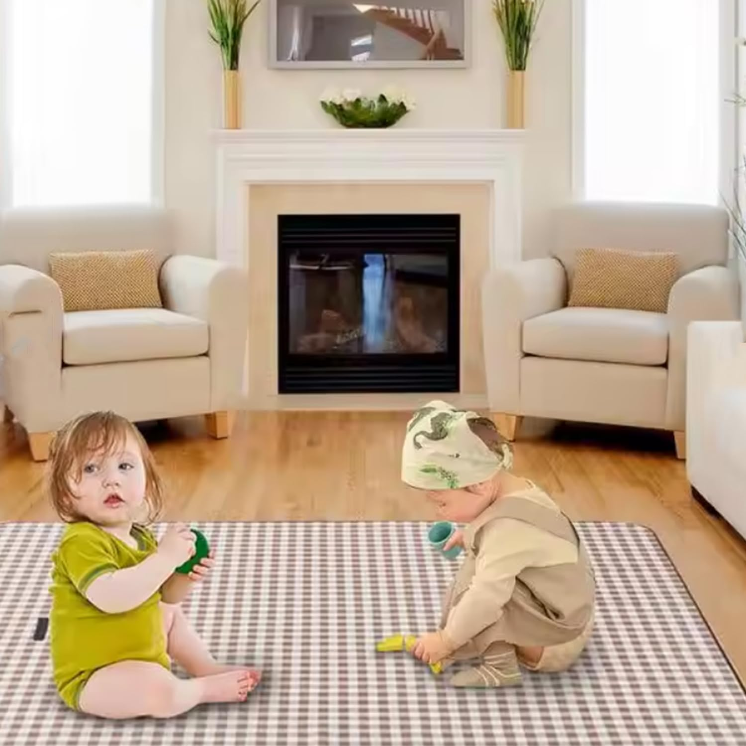 Roczential Extra Large Outdoor Waterproof Picnic Blanket, 80" X 80" Outdoor Plaid Foldable Giant Picnic Mat, Washable for Grass and Sand, Large Beach Blanket for Travel Camping Accessories image number 1