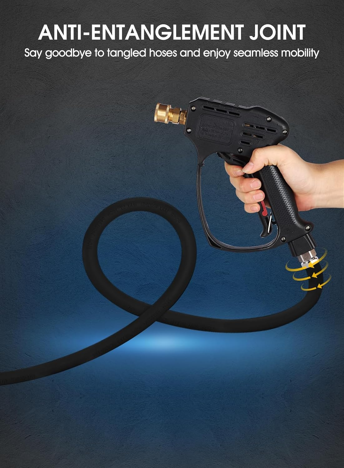 Short Pressure Washer Gun, 5000 PSI Max Swivel High Pressure Washer Extension Wand with 5 Nozzles, M22 14MM Swivel Connect & M22 15MM, Car Wash Kit Power Washer Gun for Cars, Driveway, Yard, Fence image number 1