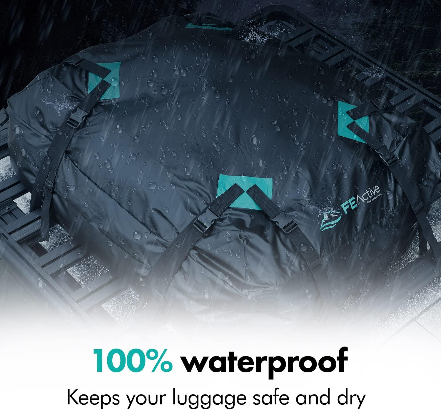 FE Active Cargo Rooftop Carrier - 100% Waterproof 15 Cubic Ft. Roof Dry Bag Heavy Duty Car & SUV Roof Top Luggage Storage Cargo Carrier W Straps, Road Trips, Camping, Travel | Designed in California image number 2