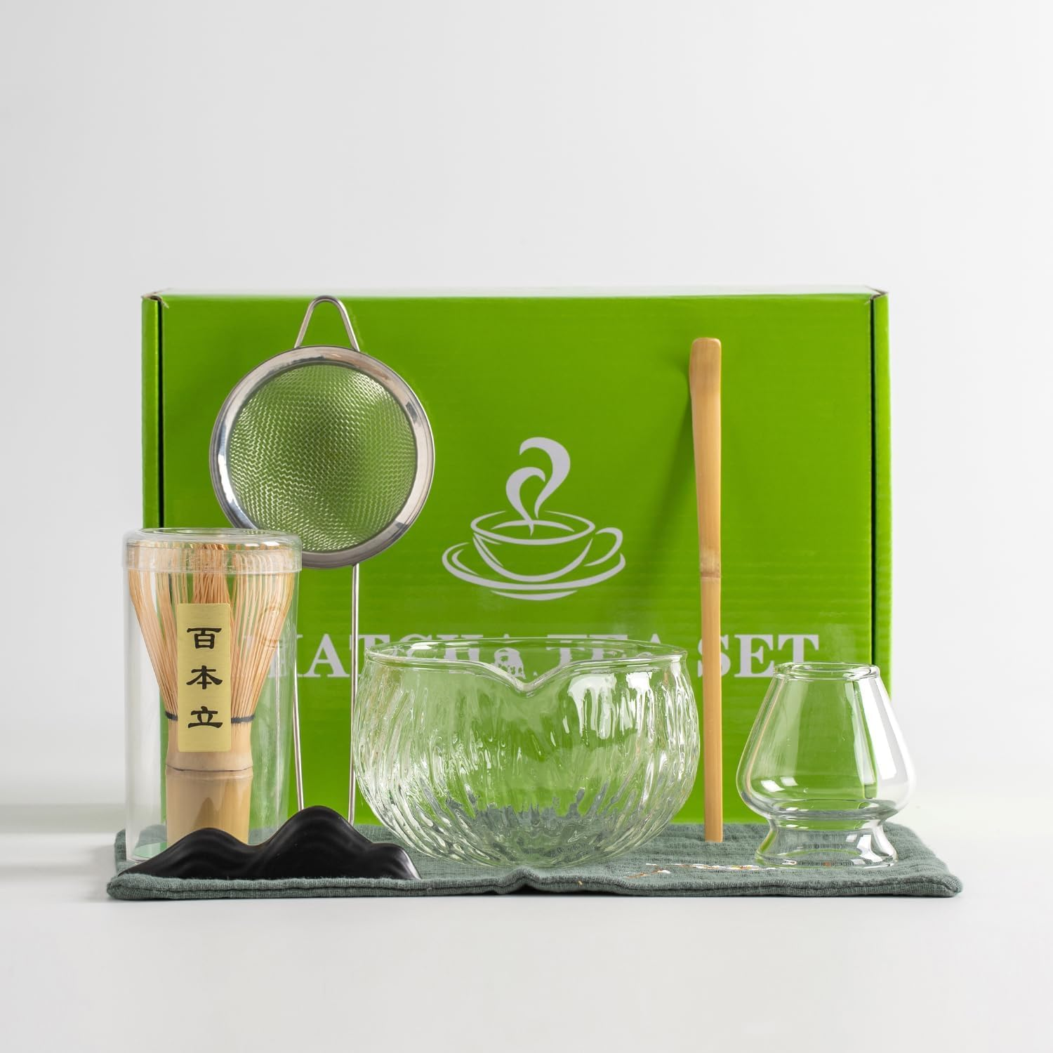 Matcha Whisk Set 7 Piece Japanese Home Use Glass Transparent Set for Home Do-It-Yourself Matcha Tea, Coffee Drinks, Kitchen Helper for Friends and Family image number 4