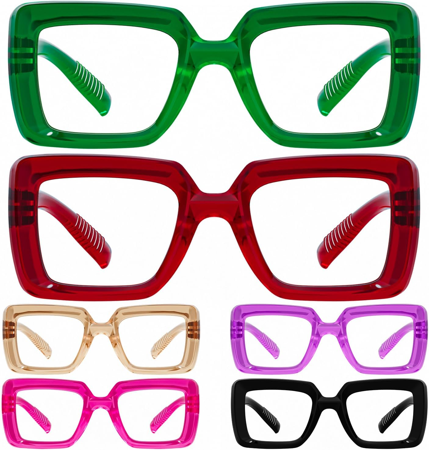 Eyekepper Women'S Reading Glasses Metalless Screwless Spring Hinges 6 Pack Woman Oversized Square Thickness Frame Reading Aid - Mixing +1.25 image number 5