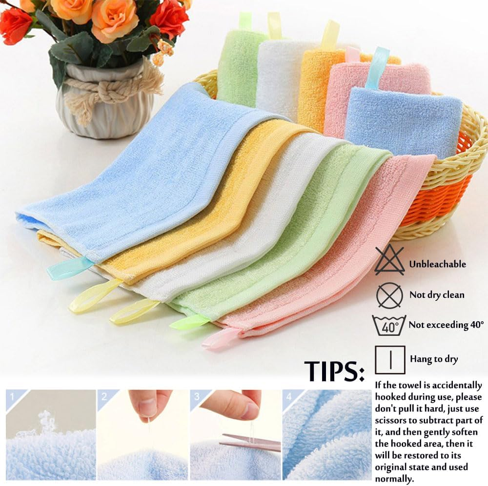 6 Pack 12 X 12 Inch Flannel Face Cloths, Face Cloth Towel Bamboo Cotton Absorbent Soft Reusable Facial Cleansing Wash Towel for Baby Kids Adults, Home Spa Beauty - White image number 3