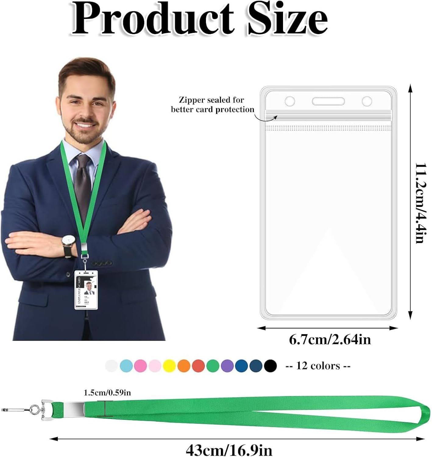 12 Pack Cruise Lanyards with ID Card Holder, Durable Lanyards with Waterproof ID Badge Holder Cruise Lanyards for Office, School, Travel (12 Colors) image number 3