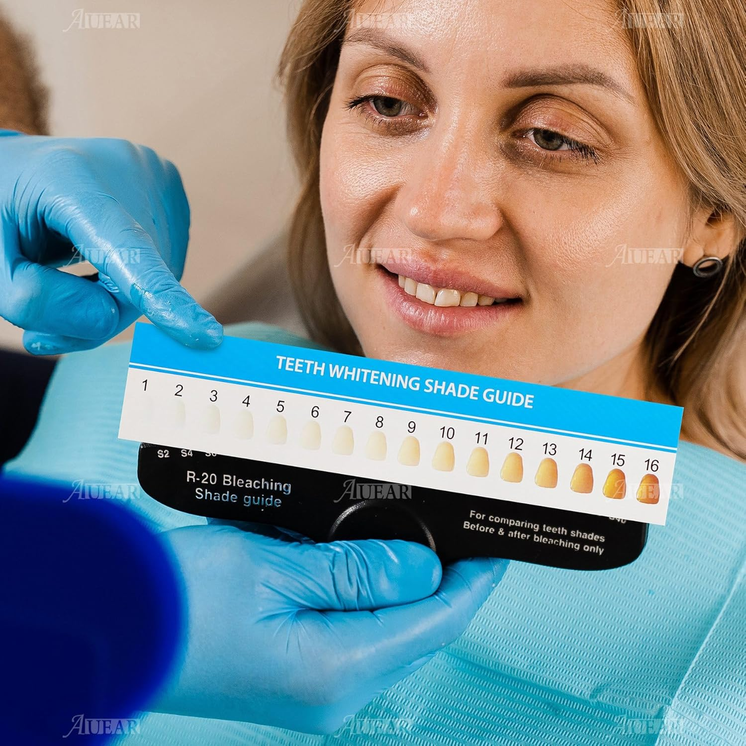 AUEAR, 20 Pack Teeth Shade Guide Teeth Whitening Shade Chart Tooth Color Cards White