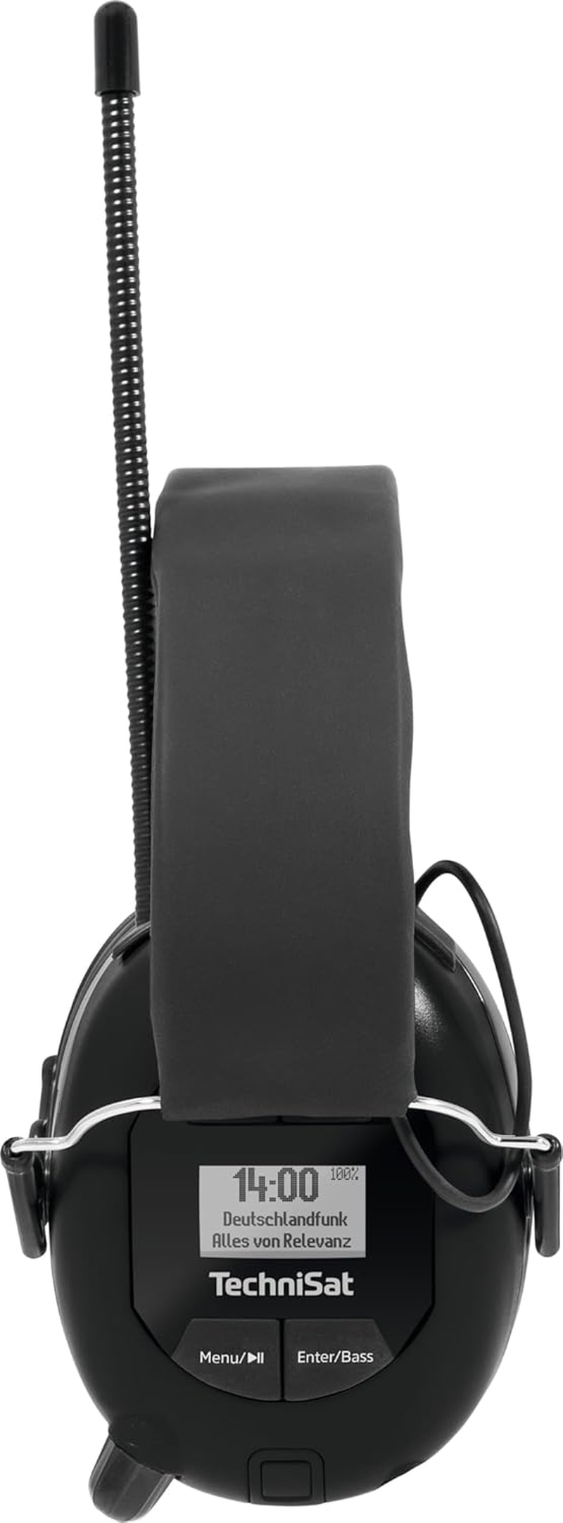 Technisat STEREOMAN DAB+ OD Wireless Stereo DAB+/FM Bluetooth Headphones (DAB+/FM Radio Reception, Short Antenna, Integrated Microphone, Ear Protectors, for Outdoor Use), Black