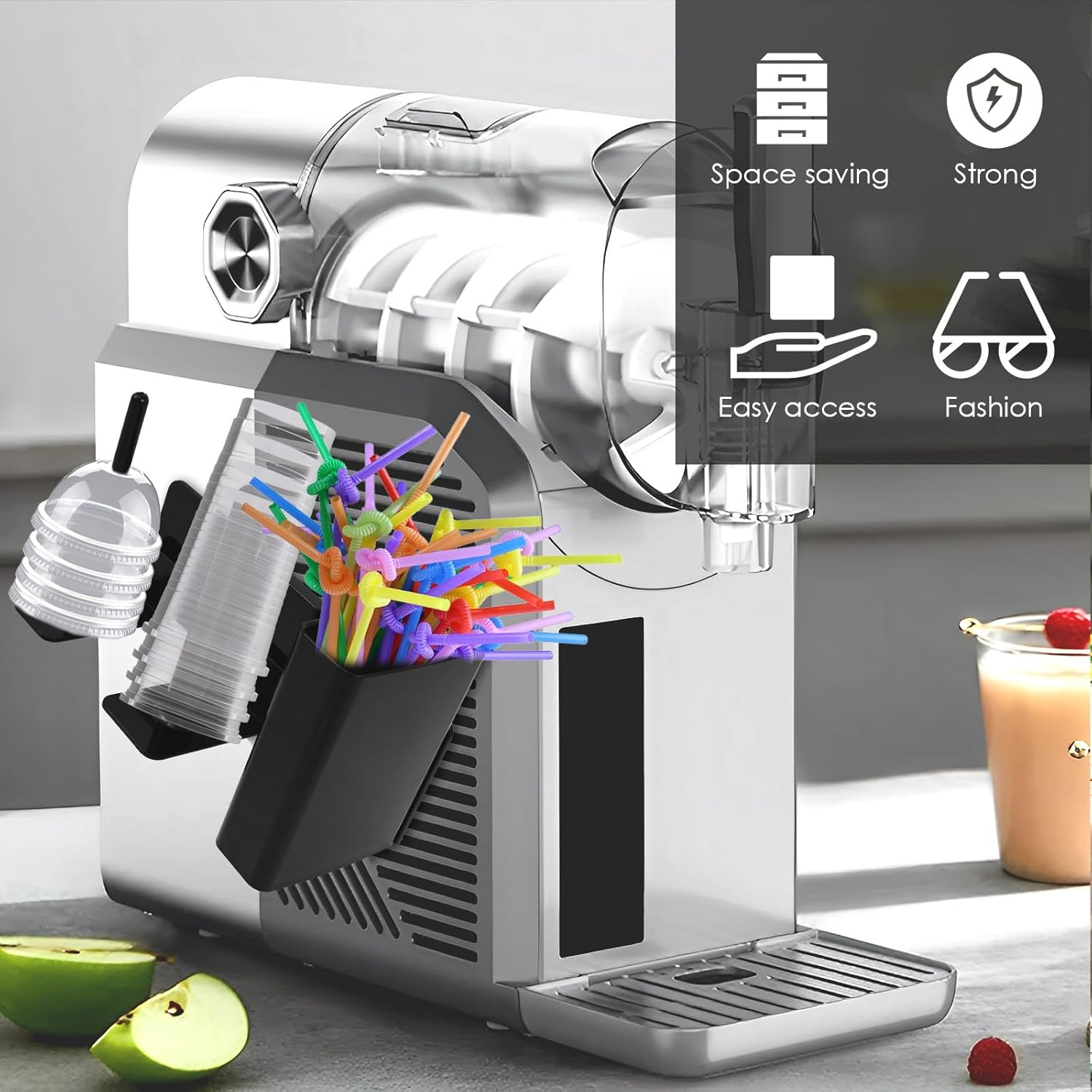 Cup Organizer for Ninja Slushie Machine FS301 & FS300, Plastic Cup Holder Lid Dispenser with 35&deg; Tilting Stand, Space Saving Side Mounted Cup Dispenser Storage Holder for Bar image number 5