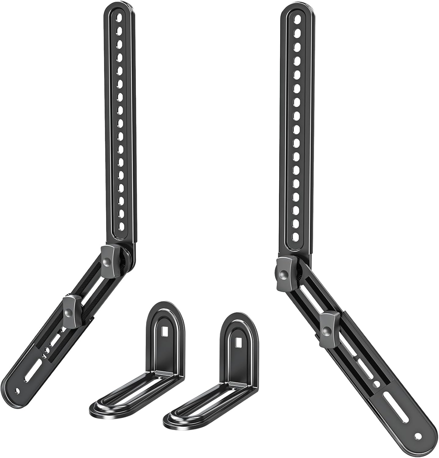MOUNTUP Speaker Mount, Sound Bar TV Bracket, Fits Most Sound Bars up to 15 Lbs, Mounting above or under TV, Tool-Free Knob Adjustable, for 23-90" Tvs with Detachable Extension Arms and L-Brackets