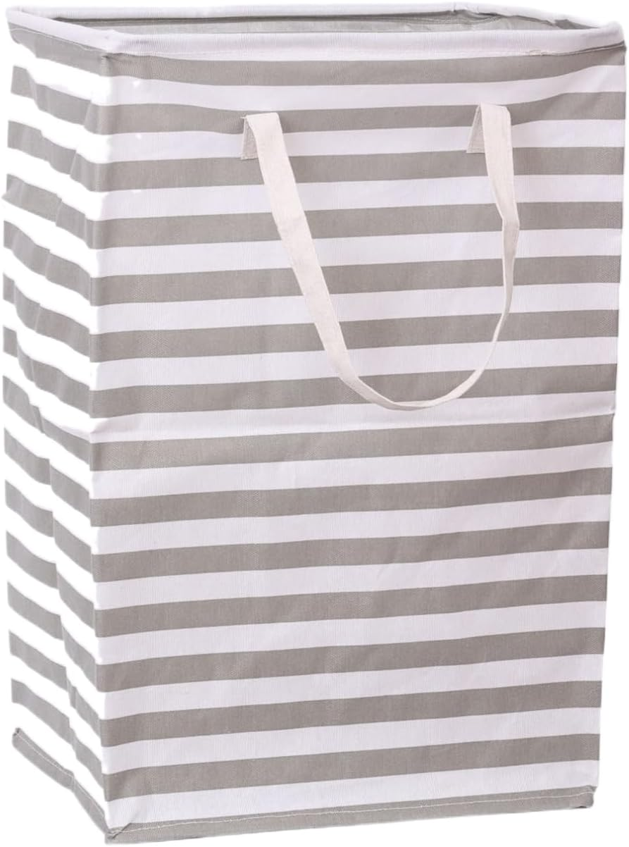 2-Pack Large Laundry Basket, Waterproof, Collapsible Tall Clothes Hamper with Extended Handles for Clothes Toys in the Dorm and Family-(75L, Stripe)