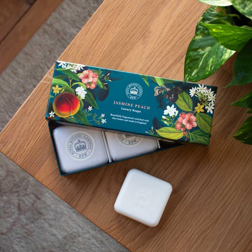 The English Soap Company Jasmine & Peach Kew Gardens Collection Triple Soap Gift Box (3 X 100G) image number 1