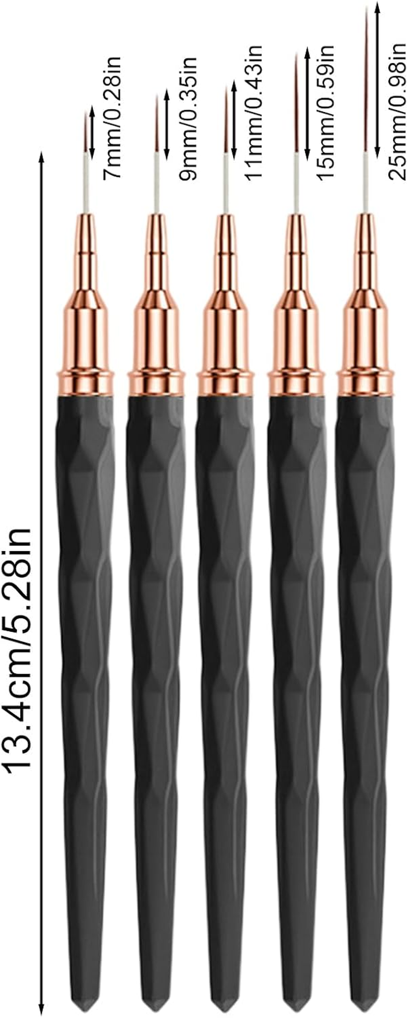 Nail Liner Brush Set, Fine Tip Detail Brushes, 5-Piece Gel Polish Art Tools, Precision Sizes, Nails Design Brushes for Long Lines, Thin Outlines, and Drawing, 5.28 Inches