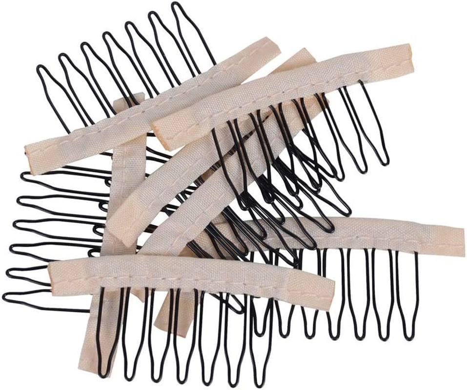 YANTAISIYU 24Pcs Wig Comb, 7-Teeth, Steel & Cloth, Blonde, Unisex, Adult Wig Users