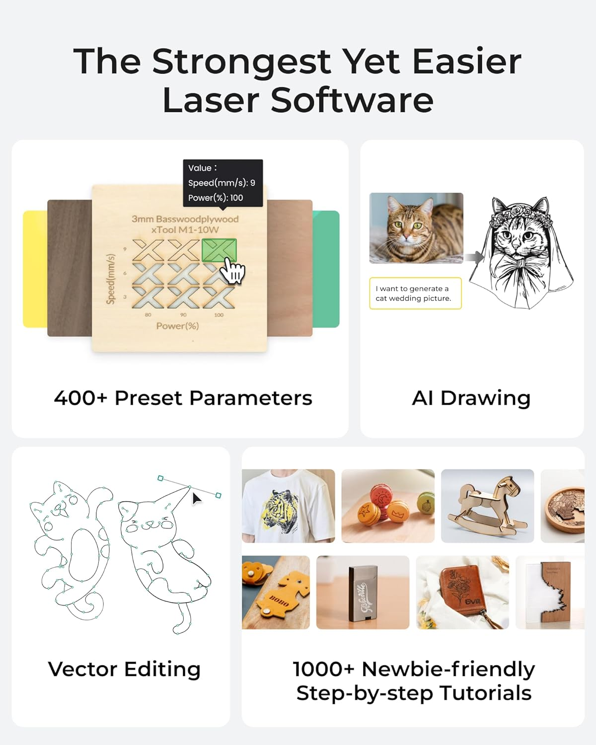Xtool S1 20W Laser Engraver and Cutter Machine with Air Assist & Honeycomb, 23.93" X 15.16" Bed Size, Beginner-Friendly, Laser Engravering Machine for Wood and Metal, Acrylic, Etc. (20W, Basic Kit) - 40W image number 6