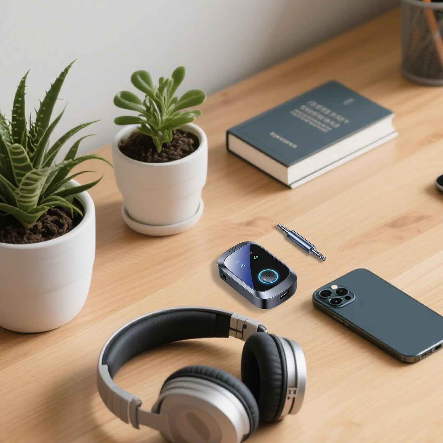 Wireless Receiver,Wireless Receiver for Headphones | Double Stream Multipoint 2 in 1 Hifi LCD Screen for Music Game Consoles Tvs Speakers Cell Phones Pc Car Home Gym image number 2