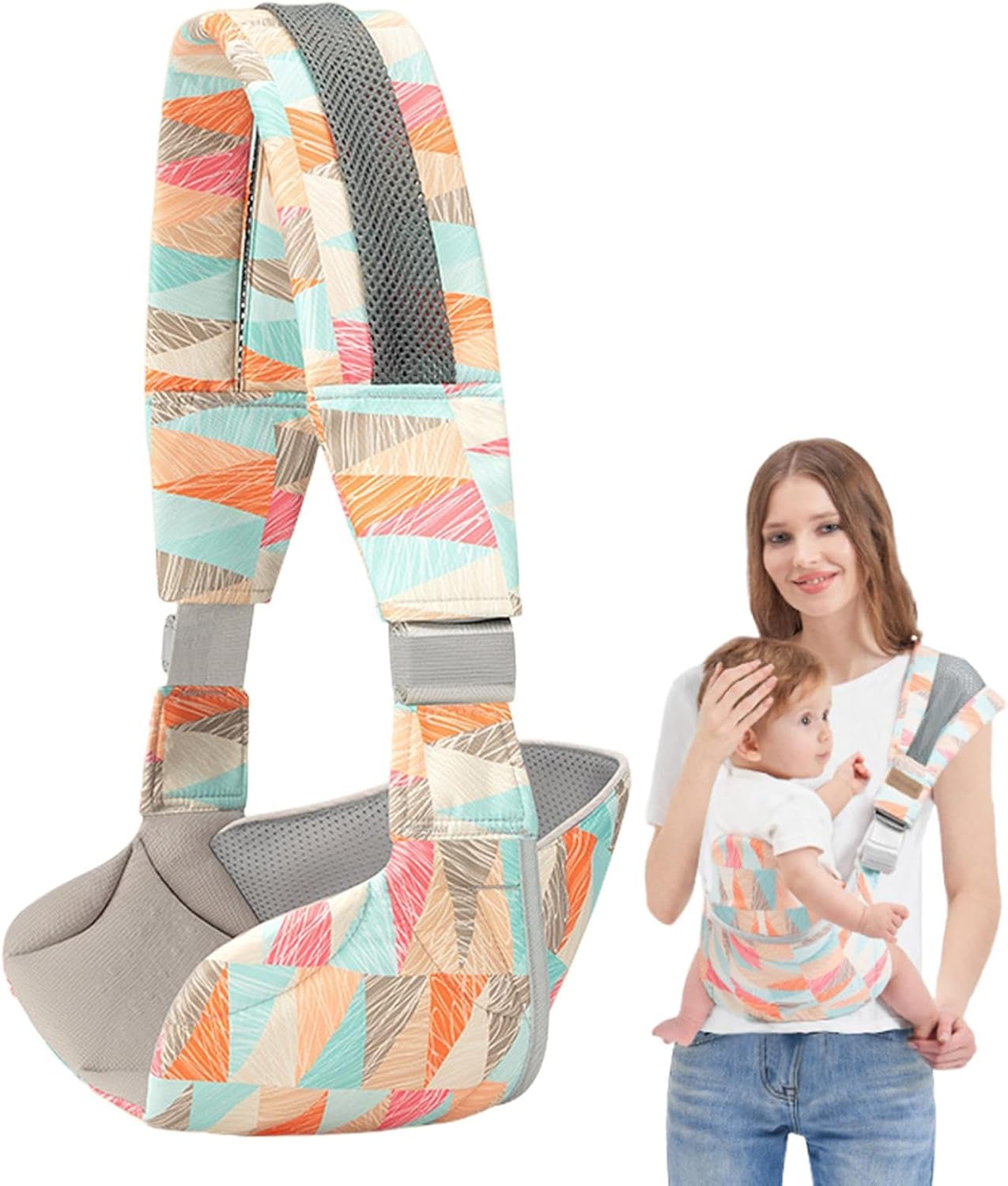 Misaakoeq Baby Holder Carrier | 1 Shoulder Toddler Carrier,Adjustable Baby Carrier Sling, Ergonomic Baby Hip Seat Carrier with Adjustable Patterned Strap for 20 Kg Baby