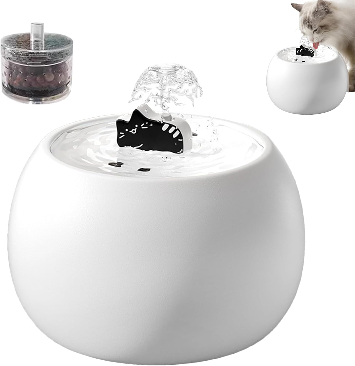 Cat Fountain | Automatic Pet Water Fountain | 3D Automatic Electric Filtered Waterer with Sensor Long-Lasting Dispenser for Kitten Dog Home Drinking outside Watering