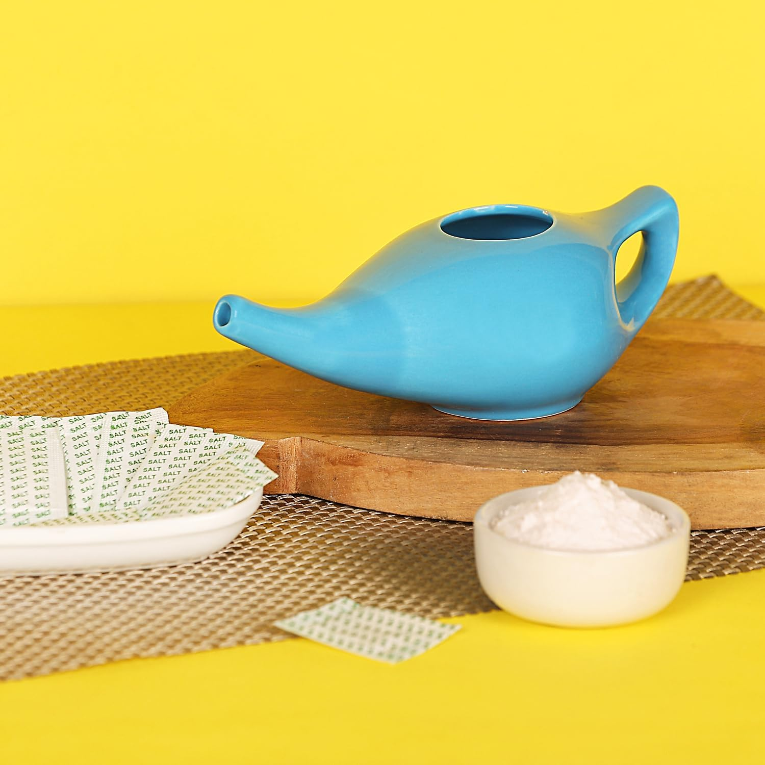 Healthgoodsau - Porcelain Ceramic Neti Pot for Nasal Cleansing - Blue image number 3