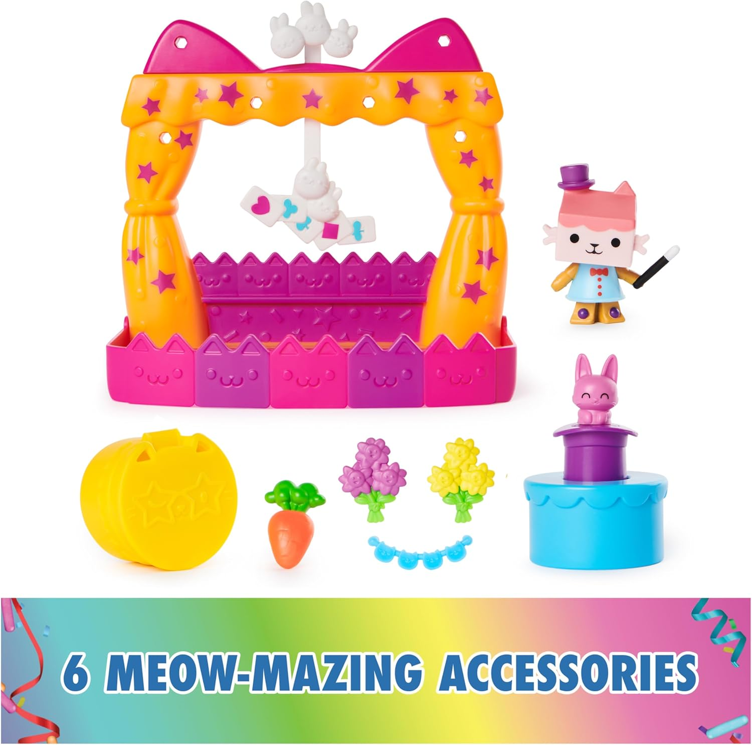 Gabby&rsquo;S Dollhouse, Baby Box Talent Show Balcony Playset, 8-Pcs with Toy Figures, Doll House Accessories & Sensory Play, Kids Toys for Girls & Boys 3+ image number 6