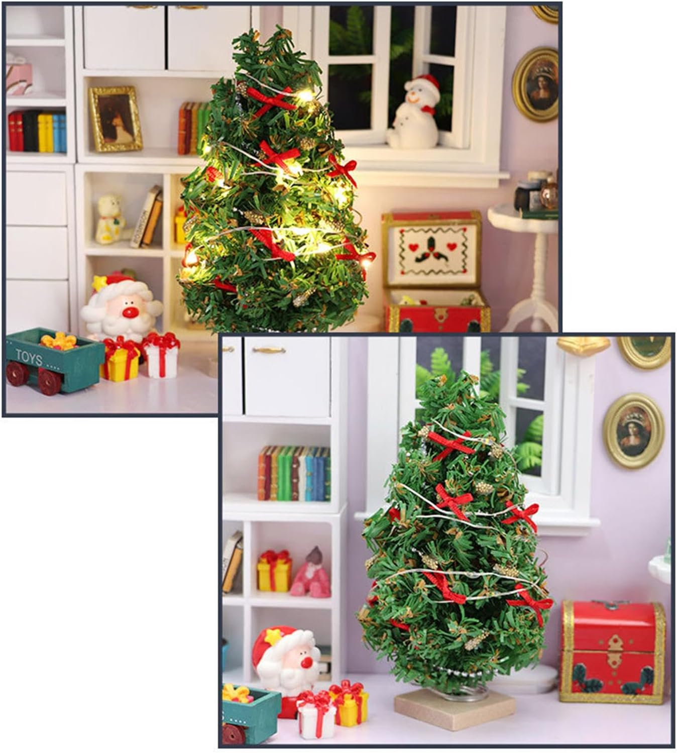Table Christmas Tree - Illuminated Christmas Tree, Christmas Scene Decor| 1/12 Realistic Dollhouse Ornaments, Delicate Room Decor for Party Gifts, Migno Holiday Ornaments