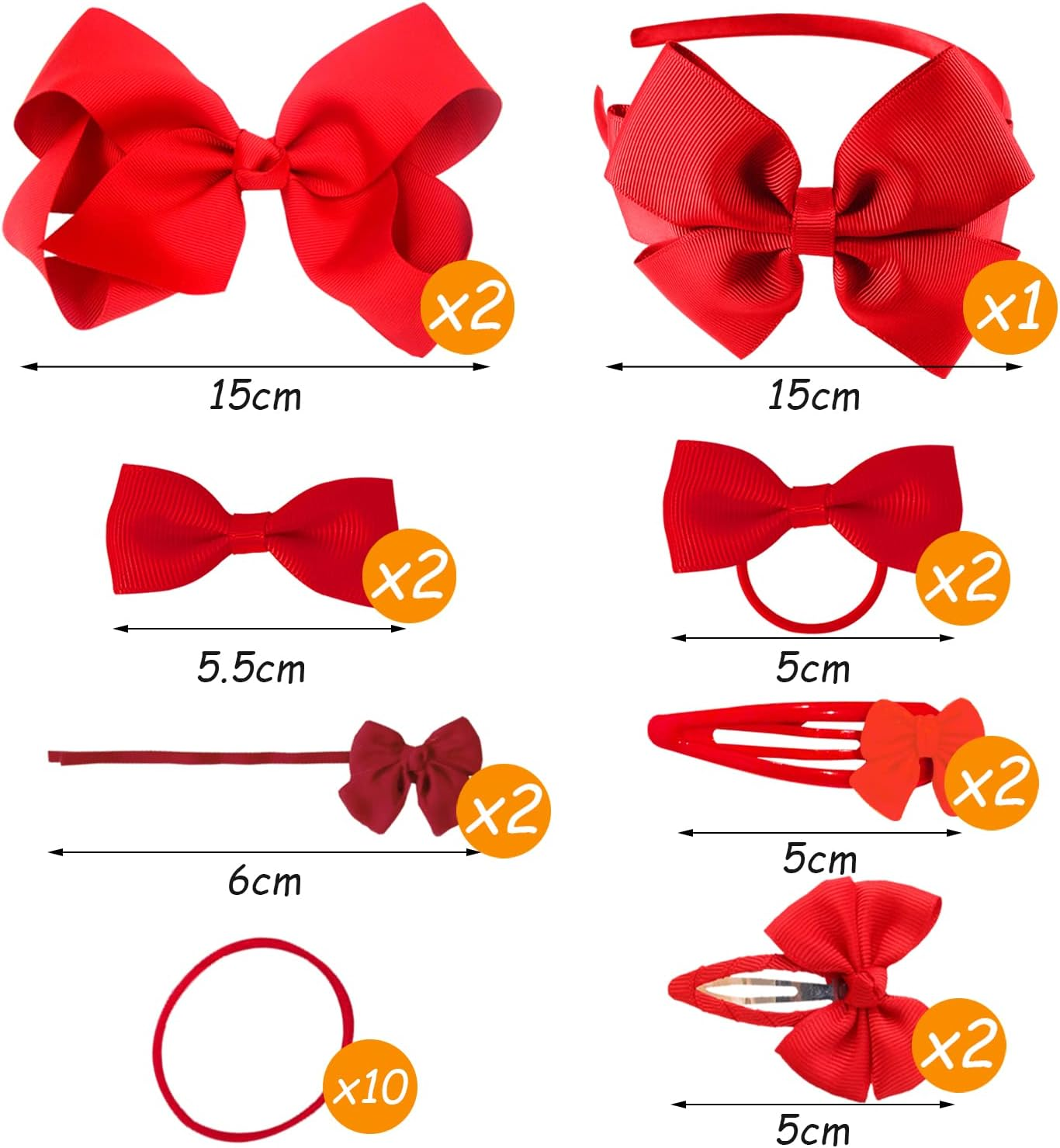 23 Pieces Kids Hair Accessories Set Bow Hair Clip Head Flower Ponytail Elastic Hair Rope Styling Accessories for Girls School Christmas Birthday Party (Red) image number 3
