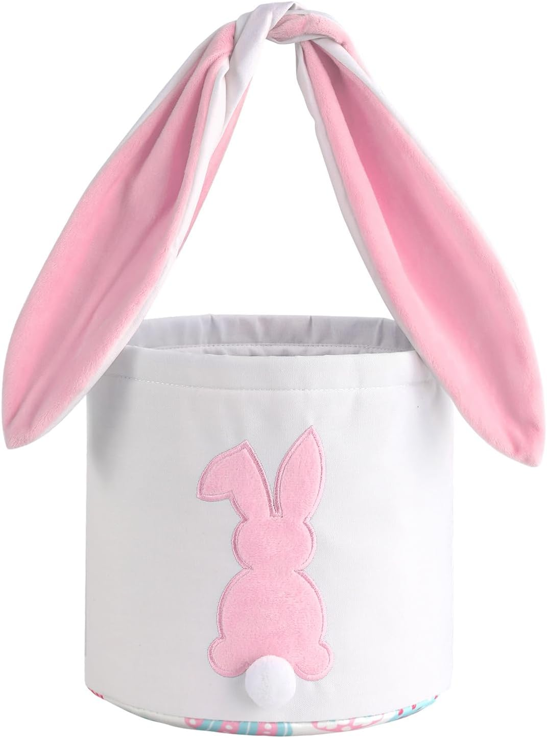 MONOBLANKS Easter Bunny Basket Bags Carrying Gift and Eggs Hunt Bag,Rabbit Canvas Toys Bucket Tote (A-Blue)